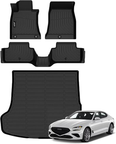 Jenofa-Car Floor Mats & Cargo Liner for Genesis GV70 2022-2025 (NO Electrified GV70) All Weather Floor Mats Set Custom Full Set Floor Liners for 2022-2025 GV70 Accessories Black in Saudi Arabia