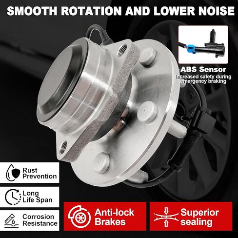 Pair 515096 Front Wheel Bearing Hub Assembly Compatible with Cadillac Escalade ESV EST 2007-2014, for Chevy Avalanche Silverado Suburban 1500 Tahoe, for GMC Sierra 1500 Yukon 2007-2010, 6 Lugs w/ABS in Kuwait