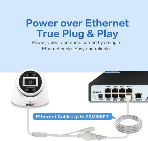 Outdoor/Indoor PoE Security Camera System, (2-Way Audio/AI Face Detection/IR Night Vision/Vehicle Detection) with Microphone and Speaker, 8 NVR, 8 CCTV, Metal Case, 2 TB HDD in Saudi Arabia