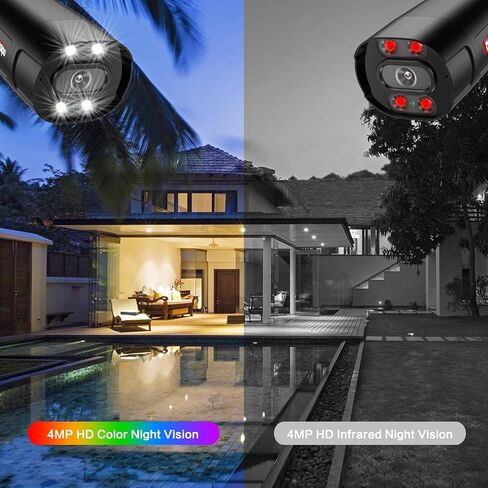 Outdoor/Indoor PoE Security Camera System, (2-Way Audio/AI Face Detection/IR Night Vision/Vehicle Detection) with Microphone and Speaker, 8 NVR, 8 CCTV, Metal Case, 2 TB HDD in Saudi Arabia
