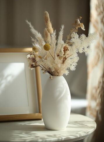 Set of 16 White Ceramic Bud Vases for Flowers, Minimalist Small Pampas Grass Vases for Farmhouse Boho Decor, Decorative Vases for Centerpiece, Wedding Decoration, Shelf and Table Decor in Saudi Arabia