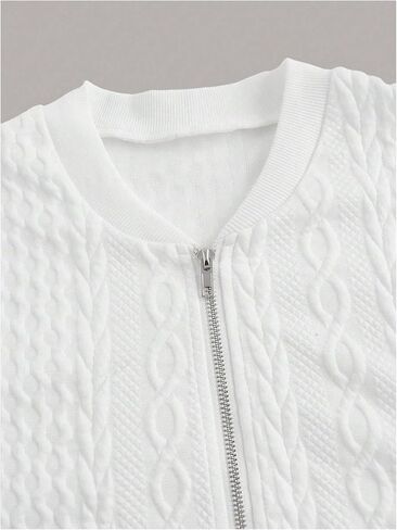 GORGLITTER Women's Bomber Shacket Jackets Long Sleeve Waffle Knit Zip Up Jacket Shirt Top in Saudi Arabia