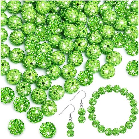 150 Pcs Rhinestone Beads for Crafting, Christmas Shiny Round Beads for Bracelets, Sparkly Disco Beads Diamond Baseball Beads for Jewelry Making Necklace Bracelet Charms DIY Decoration for Festival in Saudi Arabia