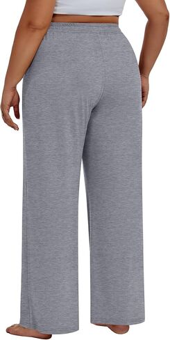 Neer 3 Pack Women's Plus Size Pants Wide Leg Lounge Yoga Pants Casual Baggy Drawstring High Waist Sweatpants with Pockets in Kuwait