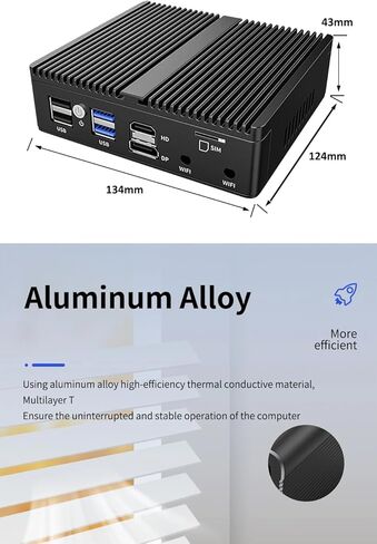 Micro Firewall Appliance, 4 Inter i226-V 2.5Gbe LAN Ports, Fanless Mini PC Celeron J4125 Quad Core, DP/HDMI USB3.0 Support AES-NI Barebone Router PC VPN, NO RAM NO SSD in Saudi Arabia