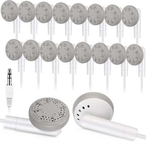 100 Pack Earbuds Bulk Kids Earphones for Classroom, Student Wired Earbuds Headphones Without Mic, Earphones Bulk for Kids Adults School Library Laptop, Individually Bagged in Saudi Arabia