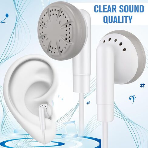 100 Pack Earbuds Bulk Kids Earphones for Classroom, Student Wired Earbuds Headphones Without Mic, Earphones Bulk for Kids Adults School Library Laptop, Individually Bagged in Saudi Arabia