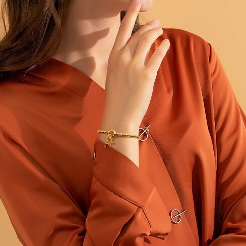 Free bird Cross Birthstone Bracelet | Dainty 14K Gold Plated Cross Charm Bracelet for Women | Stretchable Elastic Gold Beaded Bracelet | Stackable Trendy Birthstone Bracelet | Jewelry Gifts for Women in Saudi Arabia