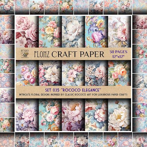 Scrapbook Paper (30 pages 12"x12") Klimt-Inspired Blooms: Artistic Floral Patterns for Sophisticated Craft Creations FLONZ Vintage Styled Double Sided Paper Pad for Craft Cardmaking in Saudi Arabia
