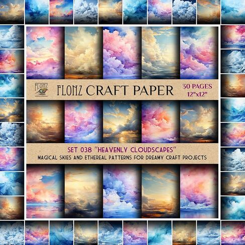Scrapbook Paper (30 pages 12"x12") Klimt-Inspired Blooms: Artistic Floral Patterns for Sophisticated Craft Creations FLONZ Vintage Styled Double Sided Paper Pad for Craft Cardmaking in Saudi Arabia