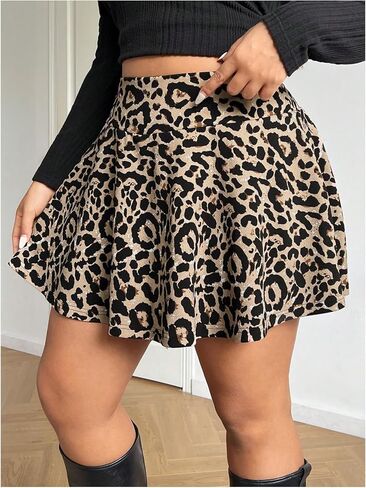 تنورة MakeMeChic النسائية من الجلد الصناعي بمقاس كبير من جلد البولي يوريثان، تنانير قصيرة واسعة واسعة على شكل حرف A in Saudi Arabia