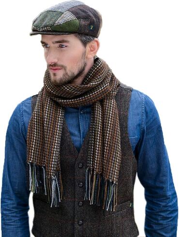 Mucros Weavers Classic Irish Wool Scarf – Natural Traditional Herringbone, Natural (Off White), One size in Kuwait