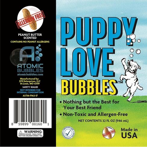 Atomic Bubbles: Puppy Love Bubbles: Birthday Cake Scented 2 Pack - 4oz Bottles, Dog Interactive Toy, Pet Safe, Non-Toxic, Indoor/Outdoor, Long Lasting in Saudi Arabia