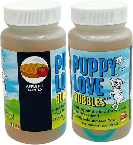 الفقاعات الذرية: فقاعات الحب الجرو: عبوة من قطعتين معطرة بكعكة عيد الميلاد - زجاجات سعة 4 أونصة، لعبة تفاعلية للكلاب، آمنة للحيوانات الأليفة، غير سامة، داخلية/خارجية، تدوم طويلاً in Kuwait