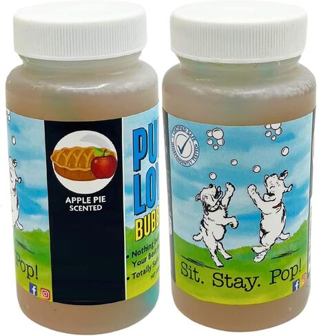 الفقاعات الذرية: فقاعات الحب الجرو: عبوة من قطعتين معطرة بكعكة عيد الميلاد - زجاجات سعة 4 أونصة، لعبة تفاعلية للكلاب، آمنة للحيوانات الأليفة، غير سامة، داخلية/خارجية، تدوم طويلاً in Kuwait