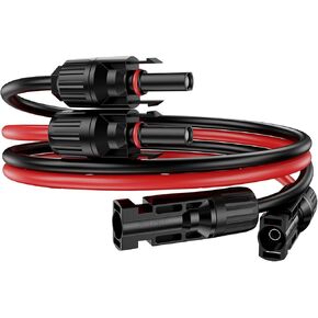 10AWG Solar Extension Cable,1M Solar Cable Extension Cable with Female and Male Connectors,Waterproof Solar Extension Cable Kit (Red and Black).