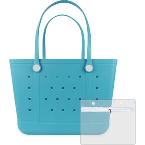 Medium Beach Bag, Waterproof Rubber Beach Bag, Washable Open Tote Bag Durable Tote Travel Bags for Outdoor Sport