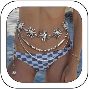 Beaded Waist Chain 7Pack Layered Body Belly Chain African Colorful Beads Waist Chain Summer Pop Beach Chain Body Jewelry Accessories for Women