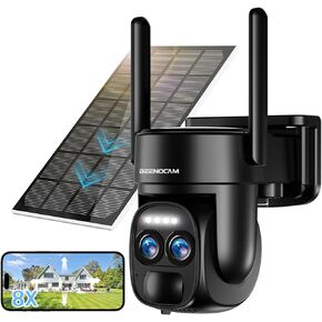 BEENOCAM 2K Solar Security Camera Wireless Outdoor, Solar Camera Outdoor Wireless Cameras for Home Security with 2.4GHz, 2-Way Talk, Full Color Night Vision, PIR Detection, IP66(Black)