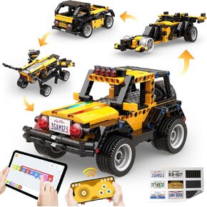 Robot J Creative Robot Building Kit, 6-in-1 Programmable App Remote Control Robot/Tank STEM Learning Toy, Educational Coding Gifts for 7-8 8-12 Years Old Kids Boys and Girls