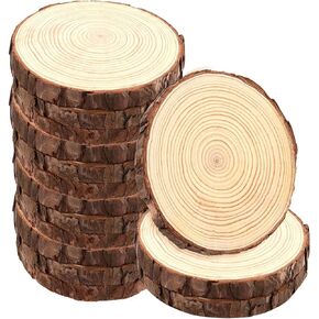 100PCS 3.5-4 Inch Natural Wood Slices, Unfinished Wood Slices Wooden Bark Slices Log Circles for Painting, Coasters, Ornaments and Craft