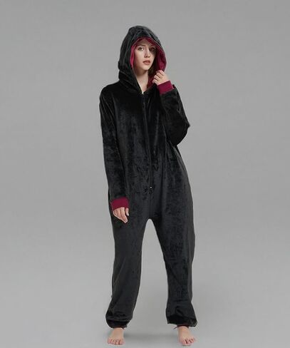 Unpifolov Men and Women Flannel Pajamas Four Magic College Styles Jumpsuit Couple Adult Sportswear Hooded Homewear in Kuwait