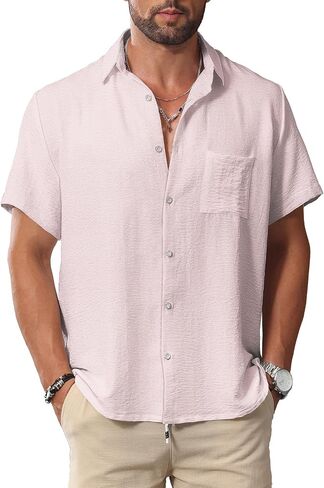 KYKU Men Shirts Button Down Short Sleeve Casual Summer Beach Vacation Clothing in Saudi Arabia