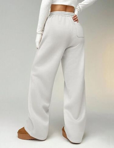 بنطال رياضي نسائي من الصوف بأرجل واسعة من HeSaYep، سروال فضفاض عالي الخصر برباط، بنطال رياضي in Kuwait