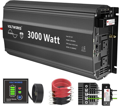 VOLTWORKS 2 AWG Gauge Red + Black Pure Copper Battery Inverter Cables Solar, RV, Car, Boat 1ft 3/8 in Lugs in Saudi Arabia