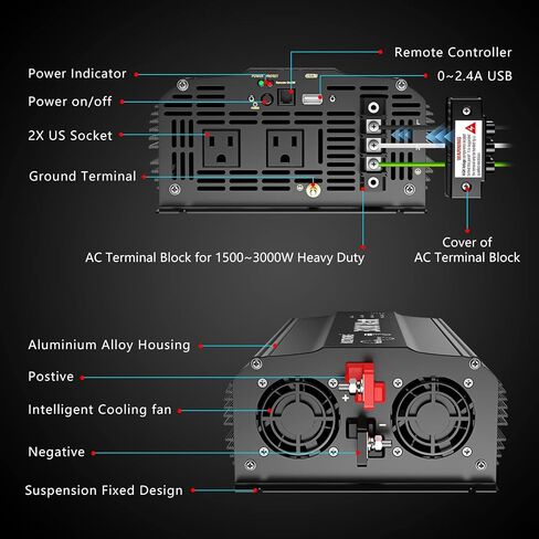 VOLTWORKS 2 AWG Gauge Red + Black Pure Copper Battery Inverter Cables Solar, RV, Car, Boat 1ft 3/8 in Lugs in Saudi Arabia
