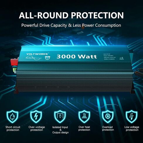 VOLTWORKS 2 AWG Gauge Red + Black Pure Copper Battery Inverter Cables Solar, RV, Car, Boat 1ft 3/8 in Lugs in Saudi Arabia