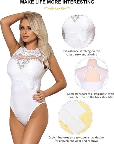 Plus Size Eyelash Lace Body Suit Women's Sexy Sleeveless Thong Bodysuit Dance Leotards for Women S-2XL in Saudi Arabia