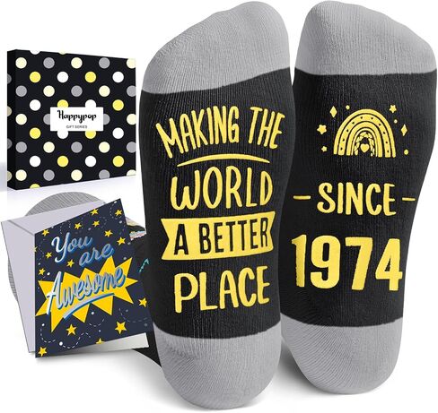 HAPPYPOP 60th Birthday Socks Gifts Ideas - 1964 Birthday Gifts for Middly-Aged Men, Best Gifts for 60 Year Old Parents with Greeting Card in Saudi Arabia