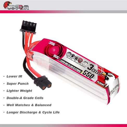 2 Packs CODDAR 350mAh 3S 11.4V 90C HV LiPo Battery with XT30 Connector for RC Racing Drone FPV Quads Quadcoper (CD3S35090HV) in Saudi Arabia