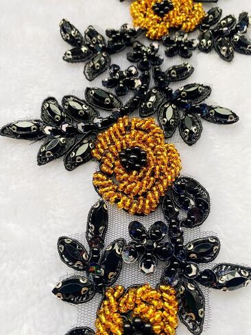 Zbroh Handmade red/White//Green/Blue Rhinestones Applique Sewing Beads Stones Trim lace Patches Accessory for Dress Clothes one Pair (Blue) in Saudi Arabia