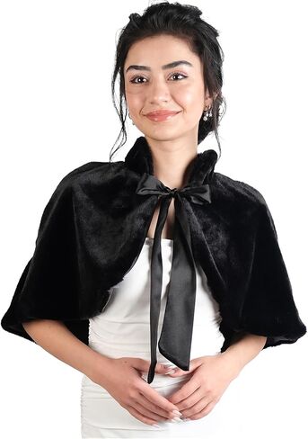 LIMELIA Bride Wedding Faux Fur | Shawl Wrap Stole for Bride, Bridesmaid - Feather Scarf Fur for Evenings, Bridal Wedding Party | Ribbon Collar Plush - White in Kuwait