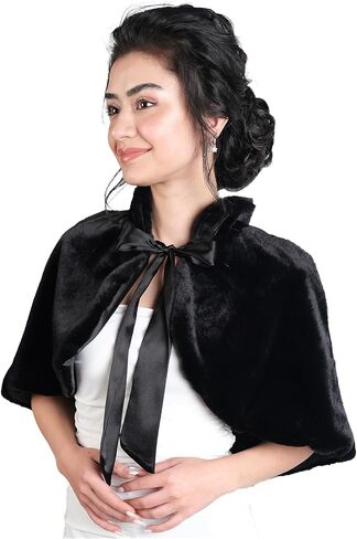 LIMELIA Bride Wedding Faux Fur | Shawl Wrap Stole for Bride, Bridesmaid - Feather Scarf Fur for Evenings, Bridal Wedding Party | Ribbon Collar Plush - White in Kuwait