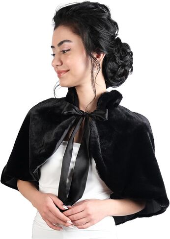 LIMELIA Bride Wedding Faux Fur | Shawl Wrap Stole for Bride, Bridesmaid - Feather Scarf Fur for Evenings, Bridal Wedding Party | Ribbon Collar Plush - White in Kuwait