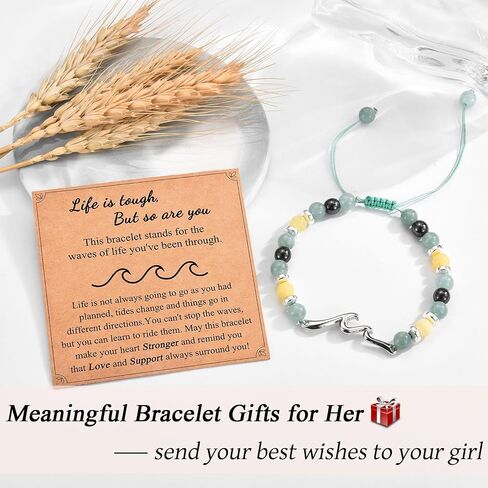 Inspirational Gifts for Women, Wave Inspirational Bracelet, Get Well Gifts, Thinking of You Gifts, Cheer Up Encouragement Gifts for Women Friends Sister - Life is Tough But So are You in Saudi Arabia