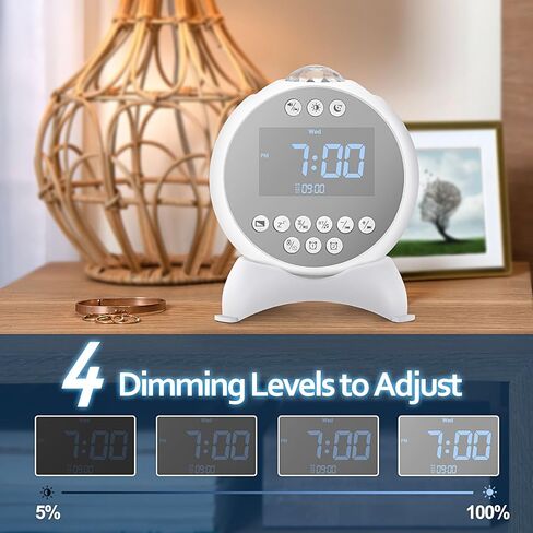 Kids Alarm Clock Star Projector, Galaxy Night Light Projector Kids, Bluetooth Speaker Alarm Clock Bedroom 14 White Noise Sounds 21 Projection Snooze Auto-Off Timer Remote Control, Black in Saudi Arabia