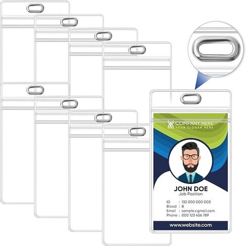 8 عبوات من حامل شارات الهوية شديدة التحمل، حلقة معدنية إضافية، حامل شارة عمودي، 4.5 بوصة × 2.7 بوصة، حامل بطاقة، حامل بطاقة الاسم، بلاستيك قابل للغلق مقاوم للماء، حلقة دائرية in Kuwait