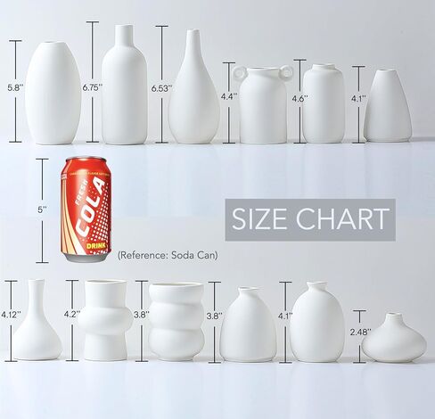 مجموعة من 8 مزهريات برعم سيراميك بيضاء للزهور، مزهريات صغيرة من عشب بامباس لديكور المزرعة بوهو، مزهريات زخرفية للقطعة المركزية، ديكور الزفاف، المنزل والمكتب، ديكور الغرفة والطاولة in Kuwait