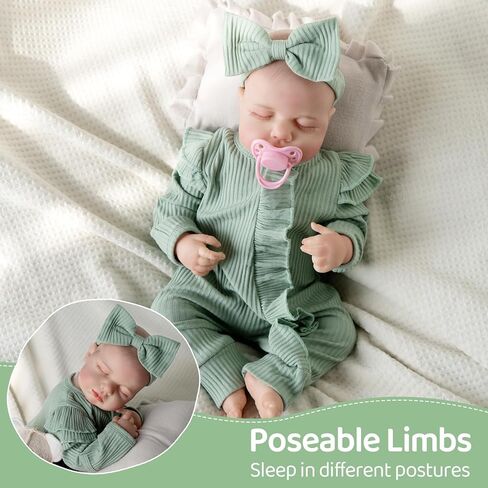 Jirachi Realistic Reborn Baby Dolls Girl, 18-inch Sleeping Lifelike Reborn Baby Dolls Soft Body Cute Newborn Baby Doll with Toy Accessories Gift for Kids Age 3 in Kuwait