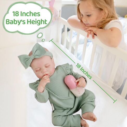 Jirachi Realistic Reborn Baby Dolls Girl, 18-inch Sleeping Lifelike Reborn Baby Dolls Soft Body Cute Newborn Baby Doll with Toy Accessories Gift for Kids Age 3 in Kuwait