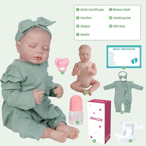 Jirachi Realistic Reborn Baby Dolls Girl, 18-inch Sleeping Lifelike Reborn Baby Dolls Soft Body Cute Newborn Baby Doll with Toy Accessories Gift for Kids Age 3 in Kuwait