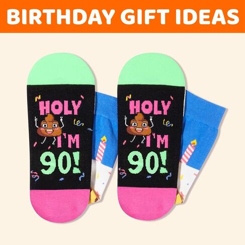 HAPPYPOP 90th Birthday Gifts Ideas Socks - Best Gifts for 90 Year Old Man Woman, 90th Birthday Gifts for Him Her, 90th Birthday Socks in Saudi Arabia