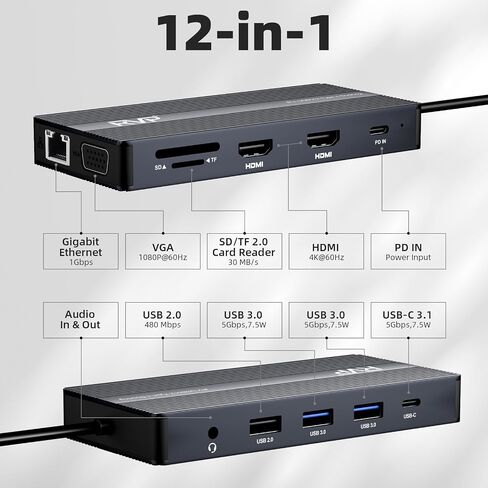 USB C Docking Station 3 Monitors, High-Performance 12-in-1, 100W Charging in Saudi Arabia