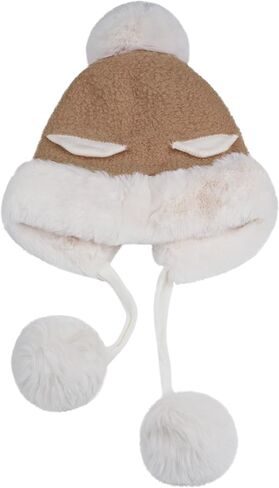 CLAPE Fur Trapper Hat Winter Furry Russian Cap Womens Pom Pom Beanie Hat Pompom Snow Hats Ski Cap Chunky Baggy Hat in Saudi Arabia