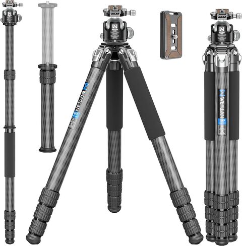 GX6 Carbon Fiber Tripod for Camera, External Center Column Compact Design, 10-Layer Carbon Fiber Tube, 29mm Professional Tripod Tube, Travel Tripod for Camcorder Telephoto Lens in Kuwait