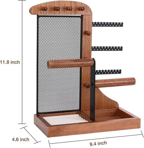 Mightree Jewelry Organizer Stand with Velvet Ring Holder, 4 Tier Jewelry Towers with 24 Holes for Earring Organizer Holder, Jewelry Stand with 10 Hooks Necklace Organizer and Watch Bracket - White in Saudi Arabia